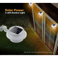 3 LED Outdoor Solar Zaun Gutter Licht Solar Wandleuchte